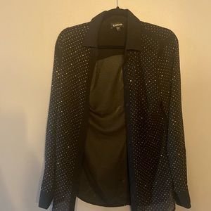 Bebe - black button down with gold studs